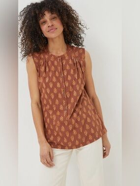 NWOT FatFace Natural Morgan Woodblock Cami Blouse